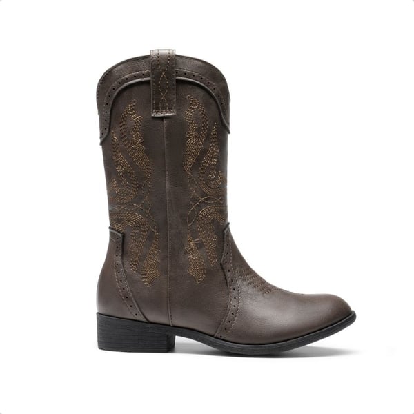Kids Embroidery Western Cowboy Boots - BROWN - 1